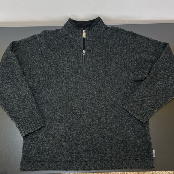 Woolrich Onyx Heather 100% Wool 1/4 Pullover Sweater Med Classic Warm Minimalist - Picture 13 of 13